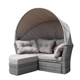 TPFGarden® Liegeinsel, Alu + Polyrattan Grau Bicolor, Polster Taupe
